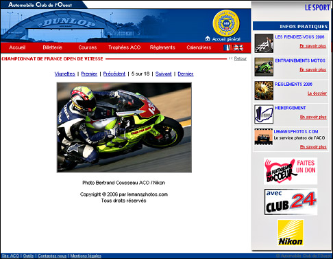 Page photo de l'Open moto
